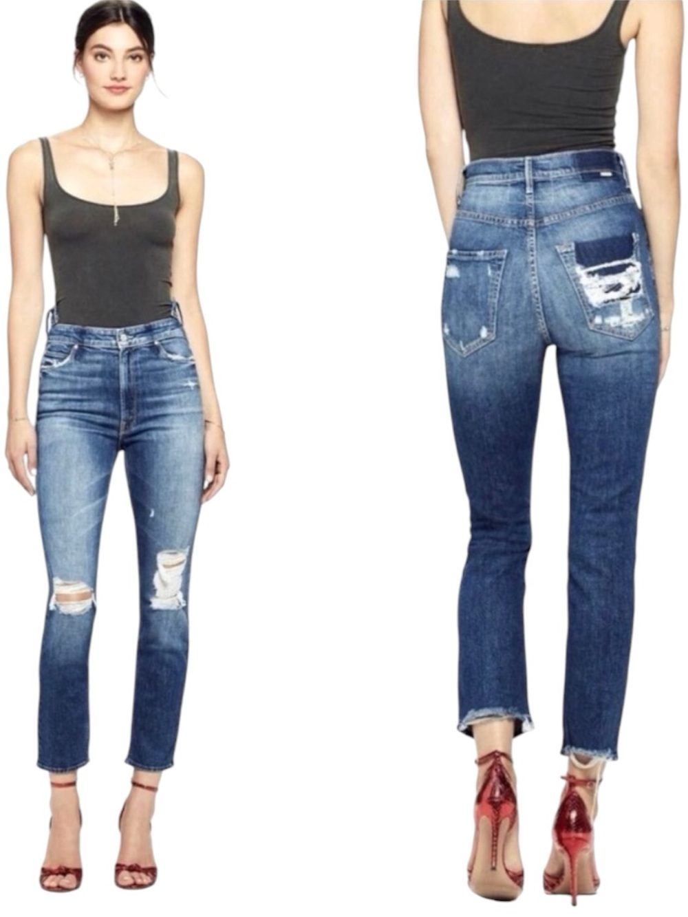 MOTHER The Dazzler Shift “Your Treat or Mine?” High Rise Crop Denim Jean